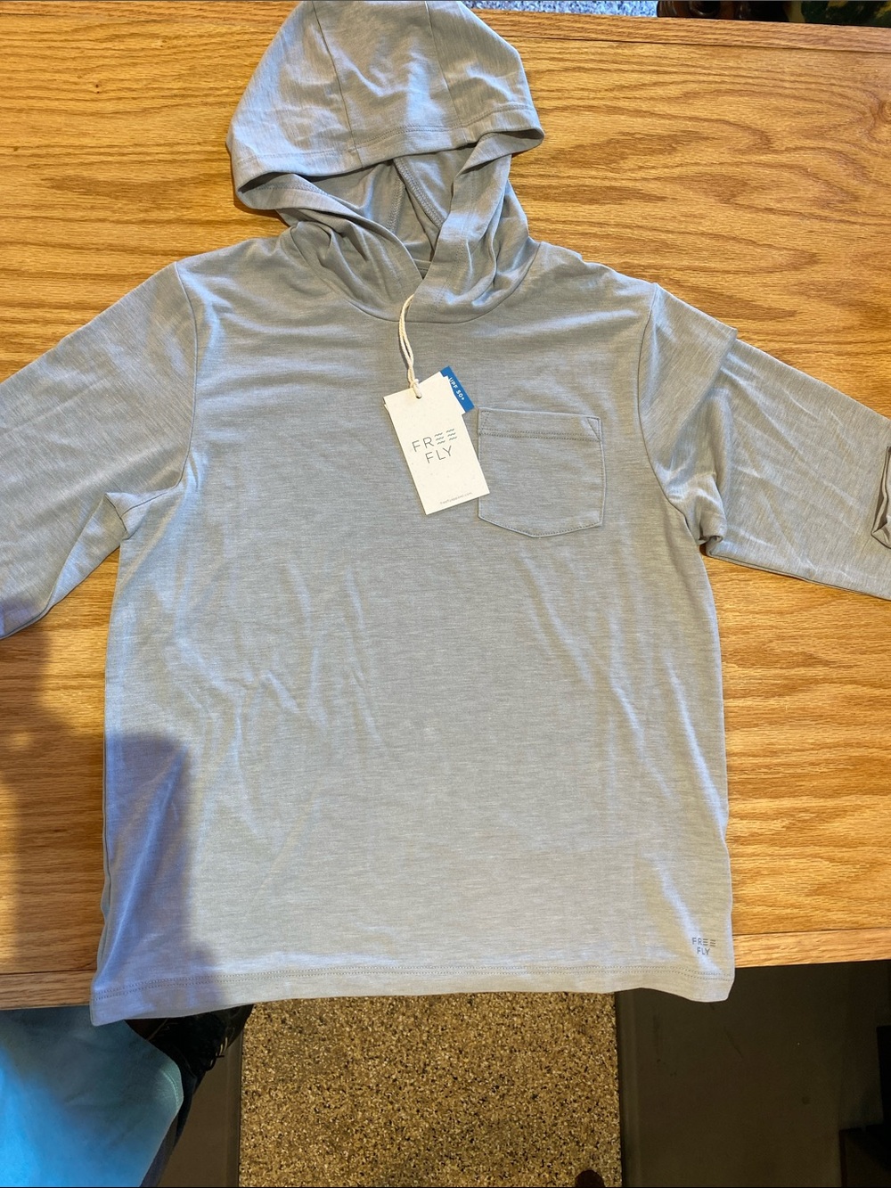 Youth Light Gray Hooded Pocket T-Shirt